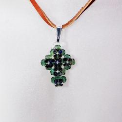 Pendant 40cm - Rusalka-Brown Suede - Pendant 40cm - Laiton argenté